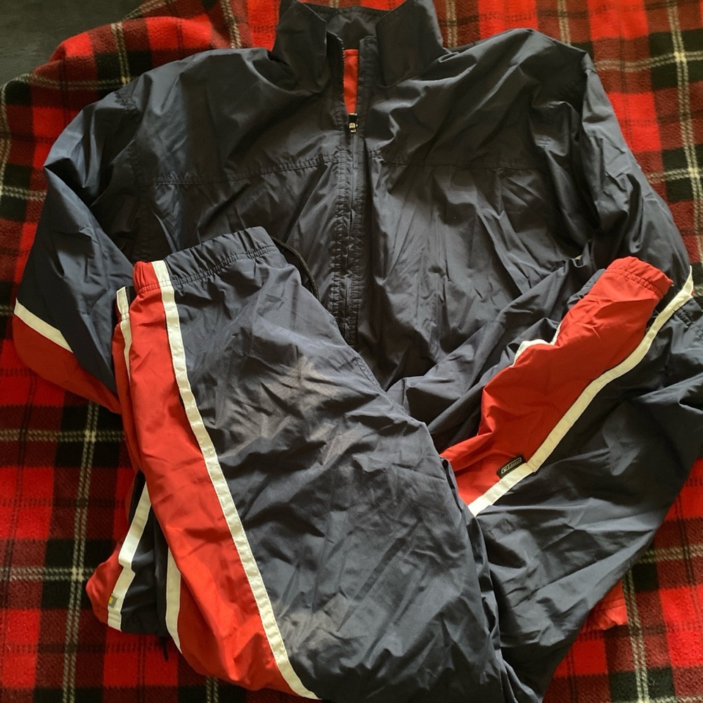Reebok Men's Navy and Red tracksuit size large